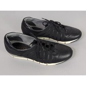 Sesto Meucci‎ Sneakers Womens Size 6.5  Black Calais Perforated Leather Italy